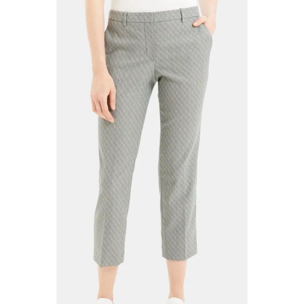 Theory Tailored Slim Cropped Trousers Pants Size 10 Gray